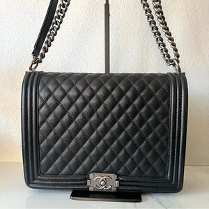 CHANEL Caviar Quilted Jumbo Le Boy Flap Black Bag